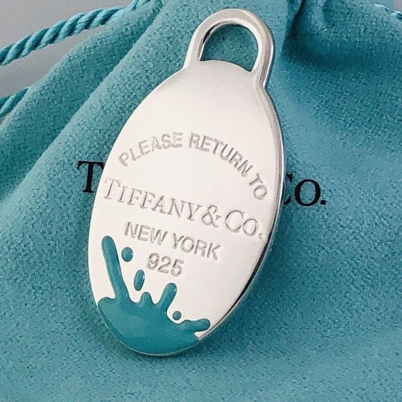 Tiffany & Co. Jewelry - Return to Tiffany Color Splash Blue Enamel Large Oval Tag Pendant Charm